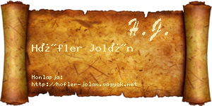Höfler Jolán névjegykártya