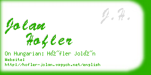 jolan hofler business card